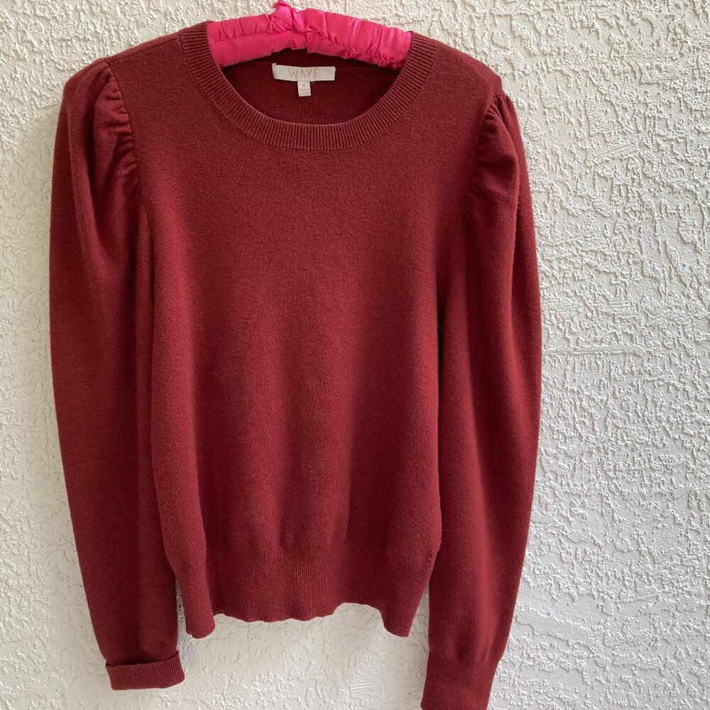 Sweater Puff Sleeve Sz M Rust Color Cushy Cozy Soft  Vintage
